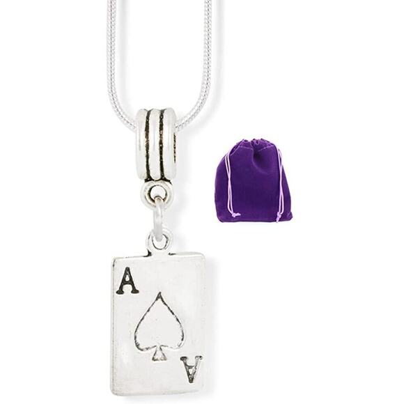 Ace of Spades Necklace Pendant Gift Playing Card Jewelry - Picture 1 of 4